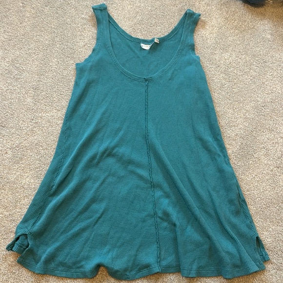 Teal ribbed tank top / short dress. Prairie Cotton - Picture 1 of 3